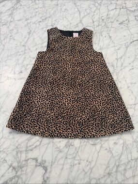 Vintage Gymboree Leopard Print A-Line Dress Velour Black & Tan Sz 3T